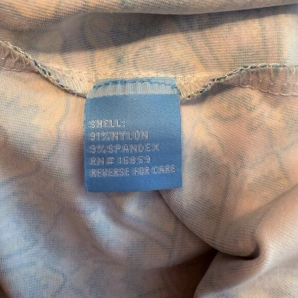 J McLaughlin Catalina Cloth Top Sz L Blue 3/4 Sleeve Stretchy Mandala Casual EUC - Picture 5 of 10